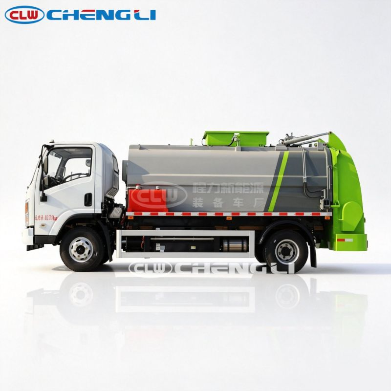 Camion de collecte des déchets de cuisine entièrement électrique 8m³ Camion de collecte des déchets à énergie nouvelle 280km Camion à ordures électrique avec batterie Catl