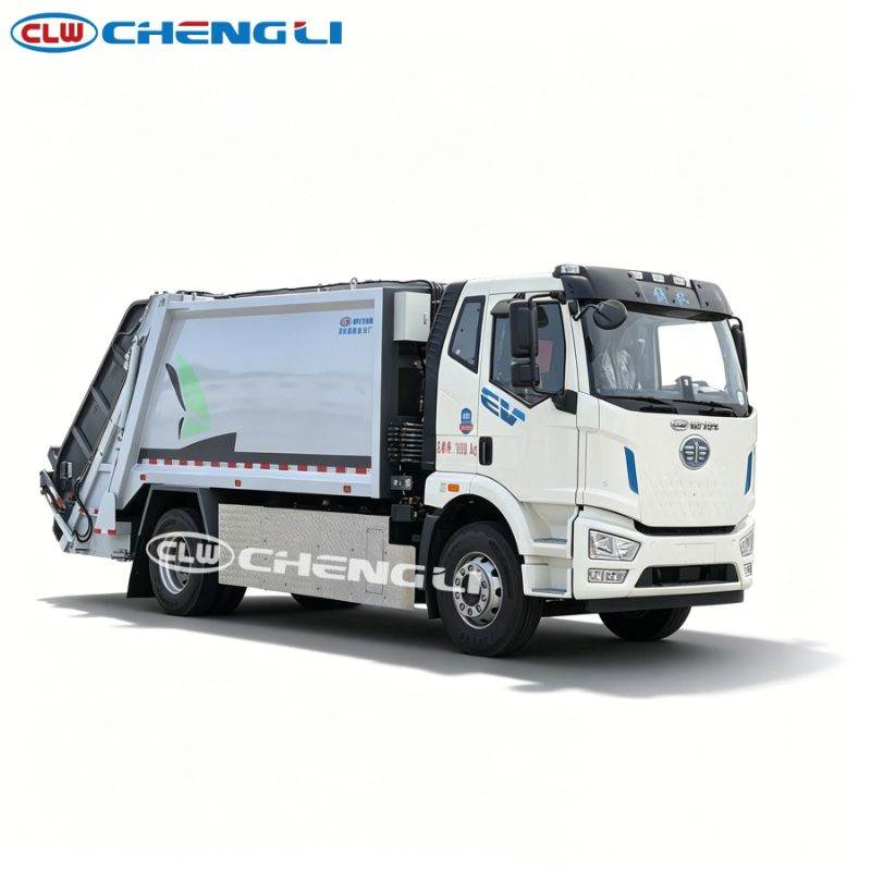 14 Camion-poubelle compresseur électrique pur FAW Jiefang de mètre cube pour la collecte des déchets municipaux